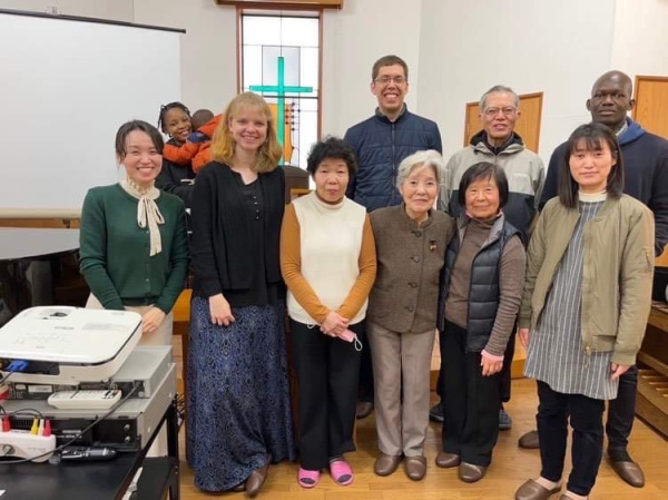 Several people were not pictured, but all the Japanese attendees are in this photo. The man standing next to Michael spoke for church. In total, there were more non-native attendees than native Japanese. The reason why? Besides us, a small group from the nearby Yamaguchi University comes to church on Sabbath. Several people from Kenya and Rwanda are at the university (for one reason or another), and they'll come to the Hofu church each week.